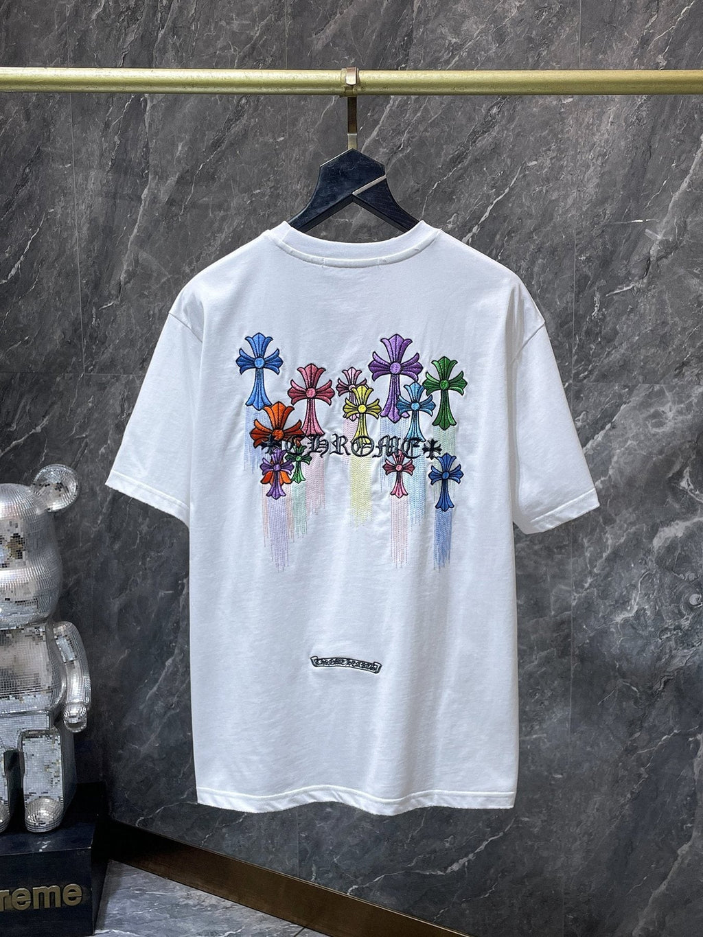 Chrome Hearts Floral Cross Embroidered T-Shirt
