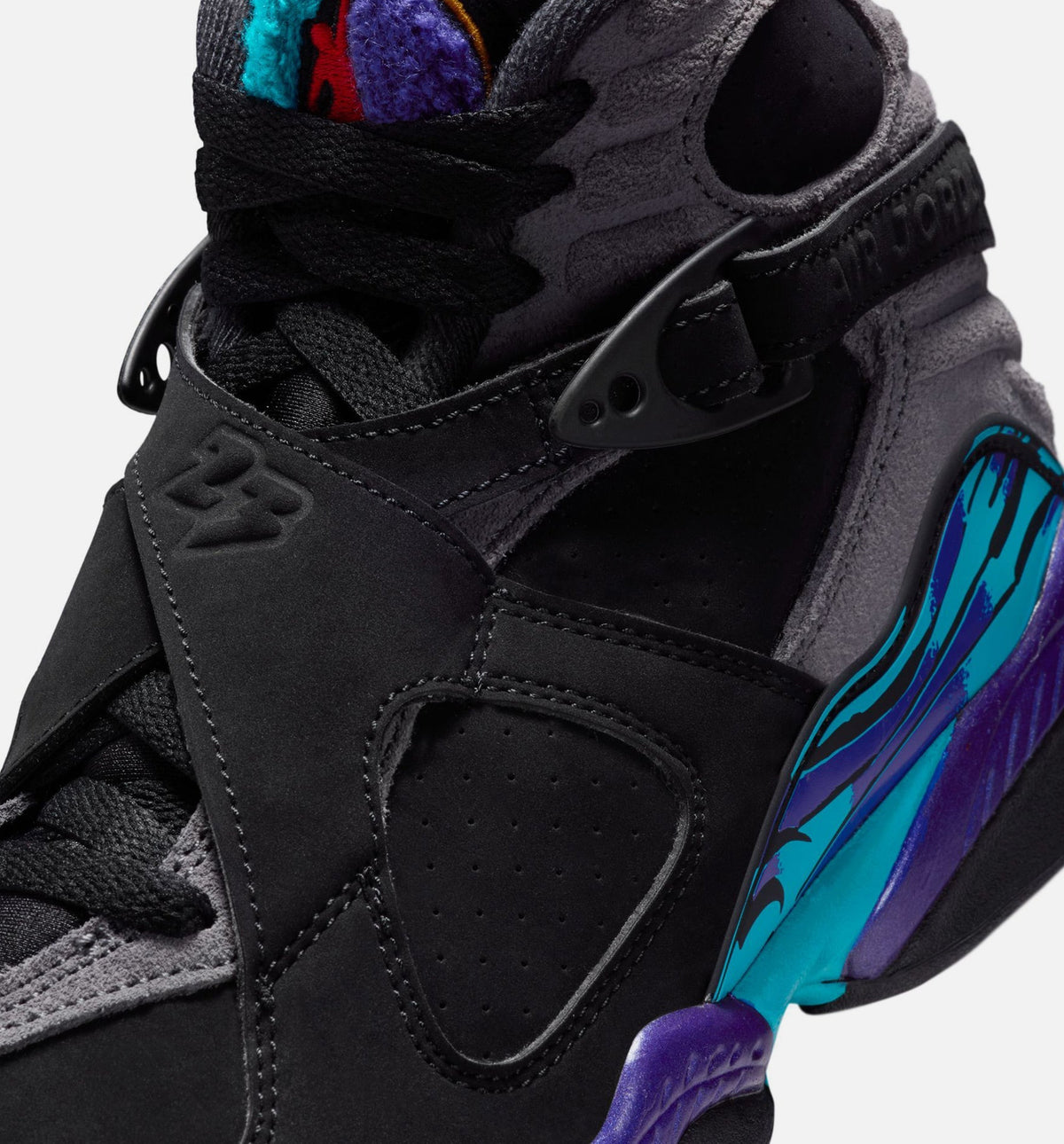 Air Jordan 8 Retro Aqua Grade School Lifestyle Shoe – Black/Multi Color/Bright Concord