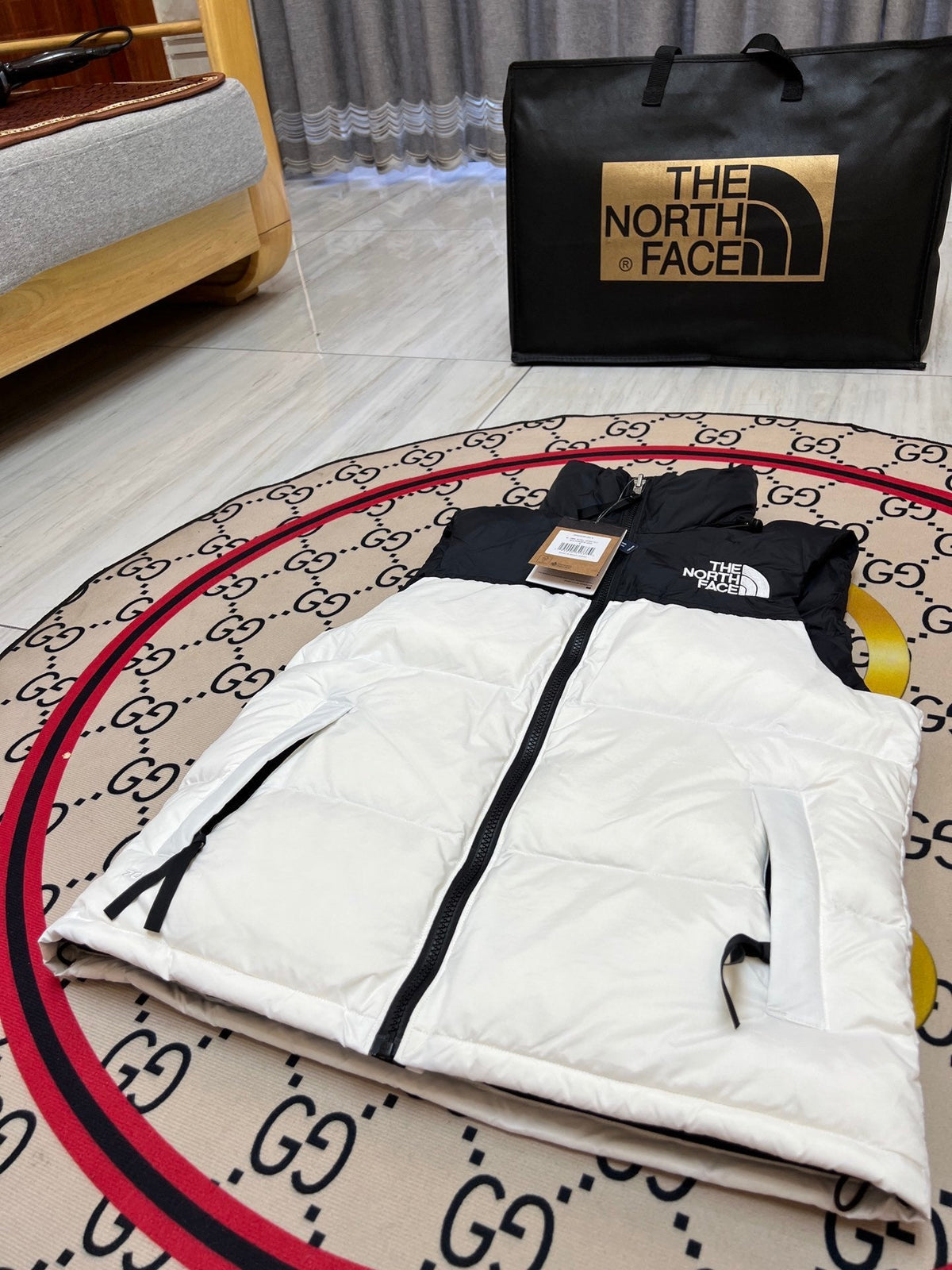 The North Face White/Black 1996 Retro Nuptse Down Vest