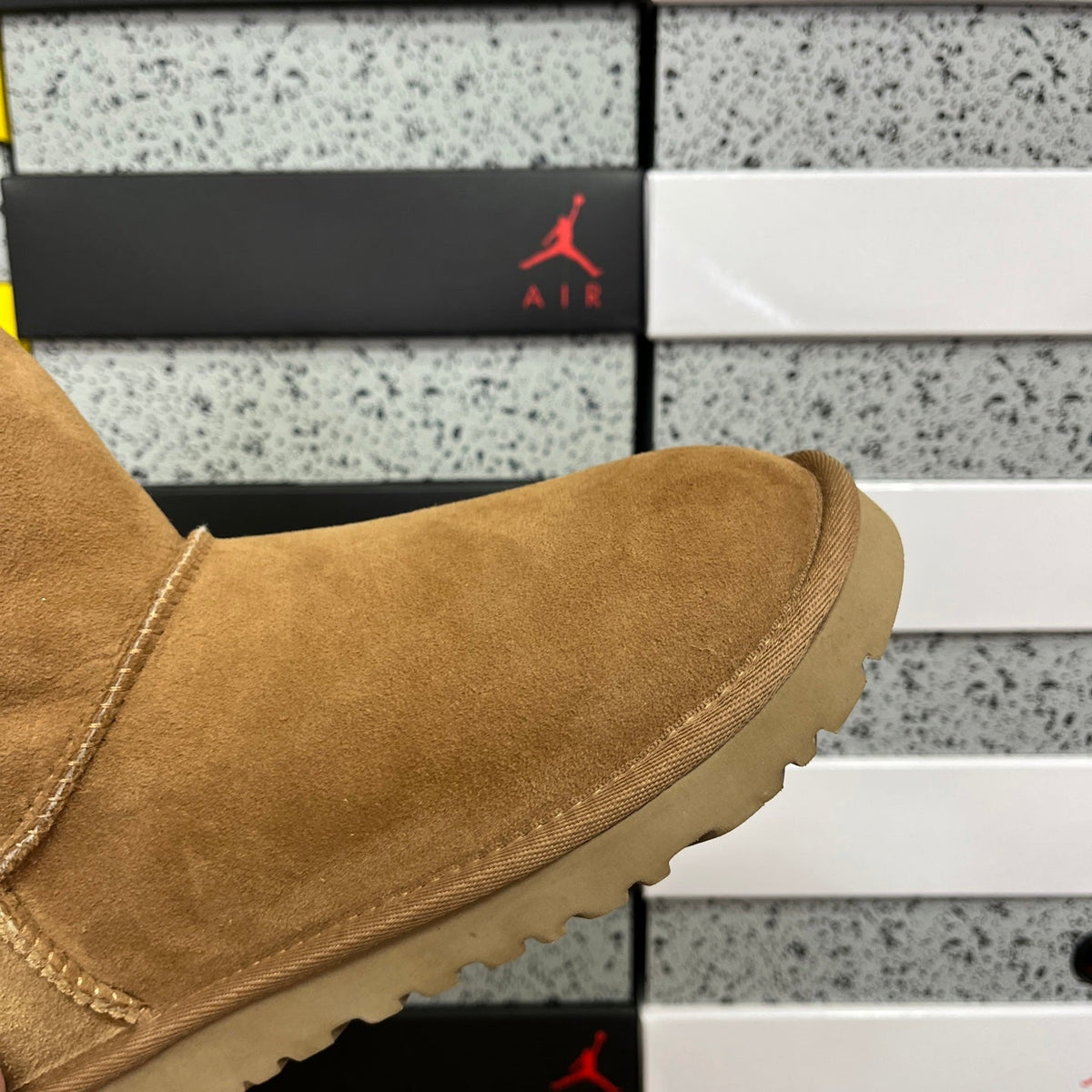 UGG Classic Mini Pull-On Boot – Suede Ankle Boot with Shearling Cuff & Tonal Outsole in Chestnut