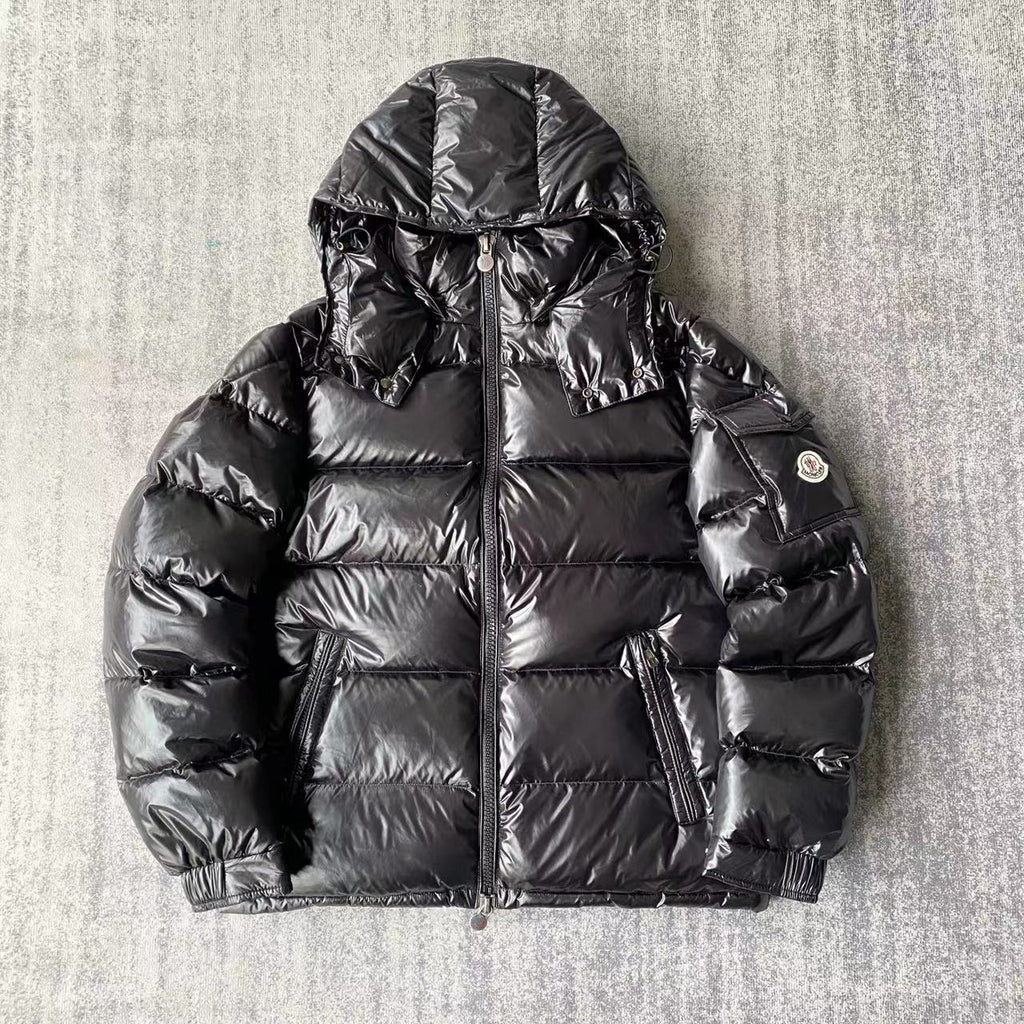 Moncler Black Glossy Maya Hooded Down Jacket