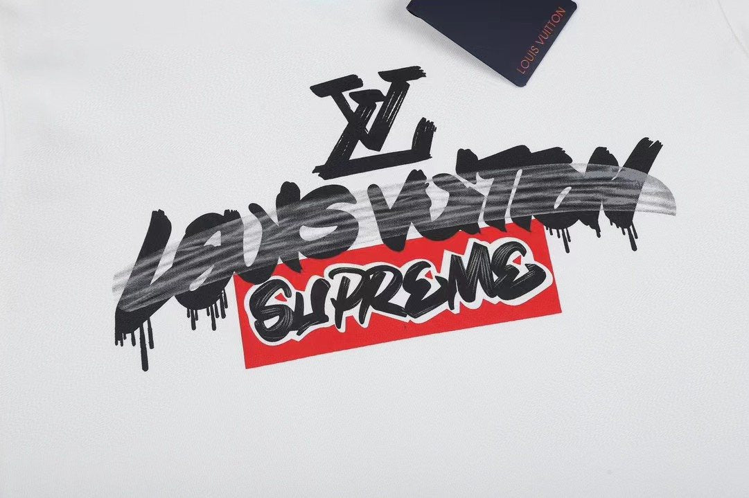 Supreme LV-Style Graffiti Graphic Short-Sleeve T-Shirt