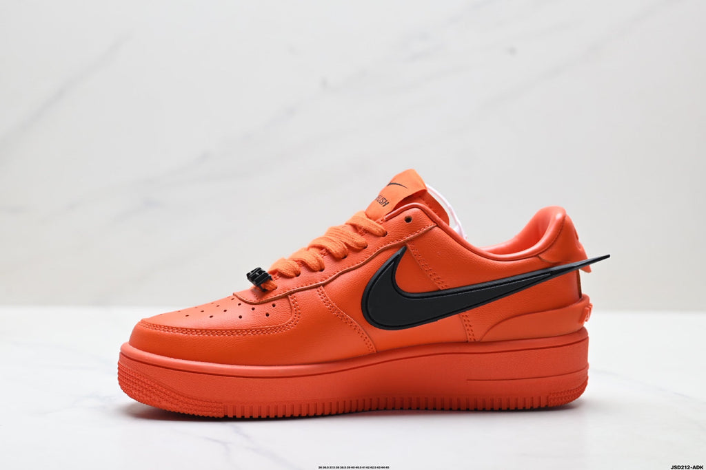 Nike Air Force 1 Low Orange Black Unisex Sneakers Style 13