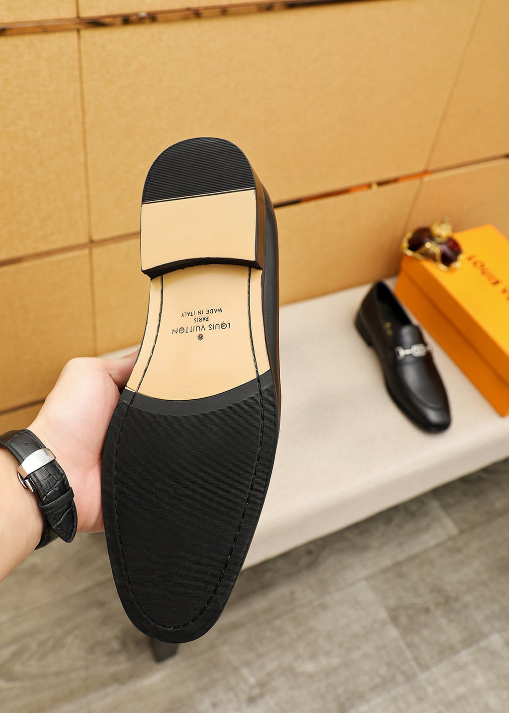Louis Vuitton Black Leather Loafers