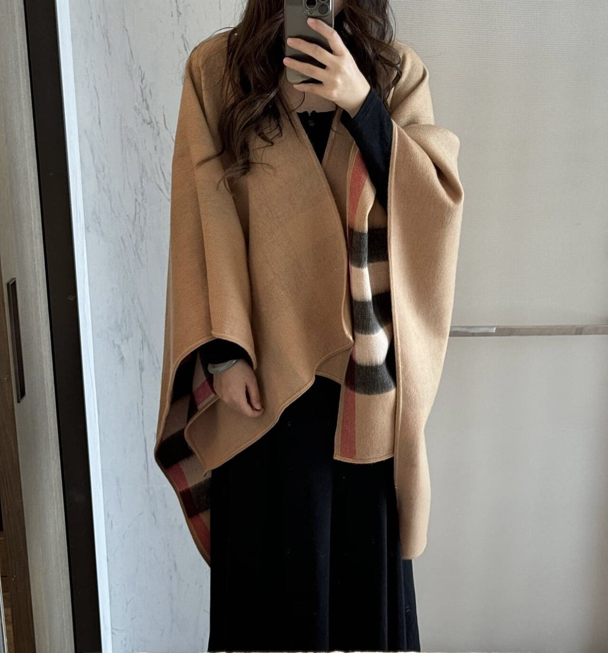 Burberry Camel Plaid Poncho