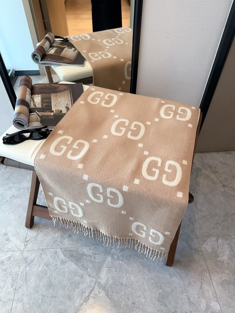 Gucci Reversible Fringed Scarf