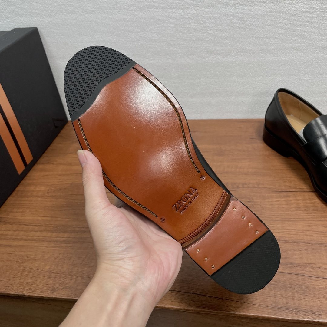 Zegna Men's Black Metal-Accent Loafers