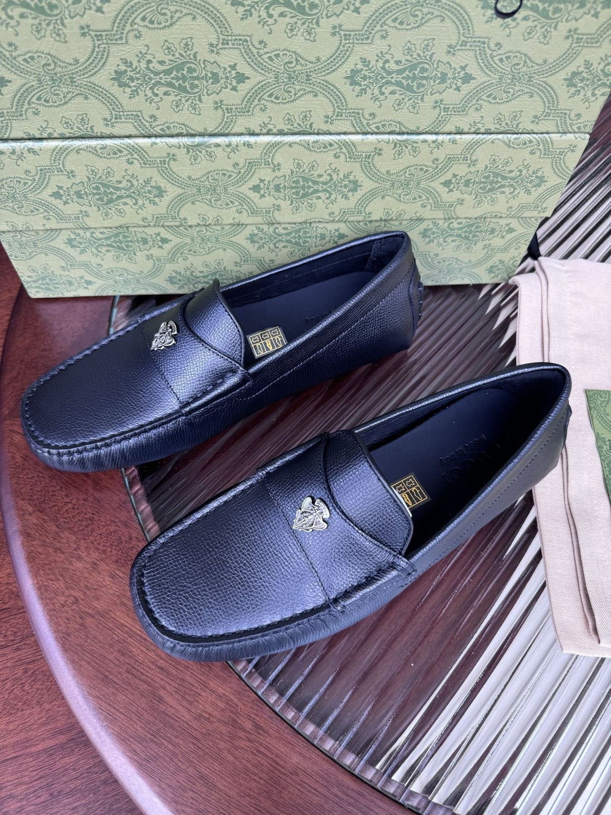 Gucci Black Bee Driving Loafers