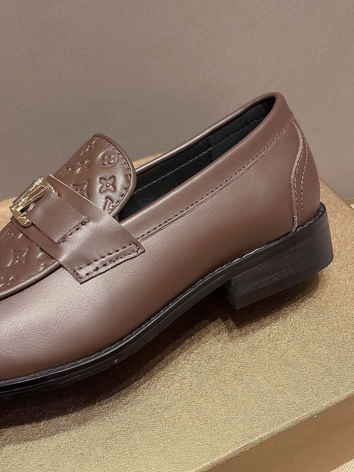 Louis Vuitton Men's Brown Buckle Slip-On Dress Shoes