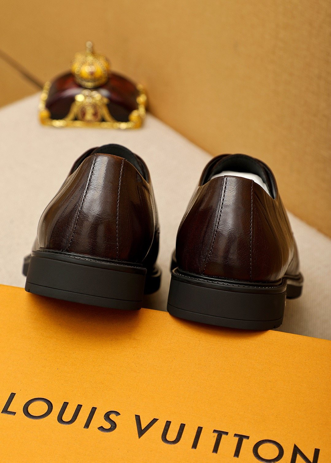 Louis Vuitton Dark Brown Croc-Embossed Dress Shoes
