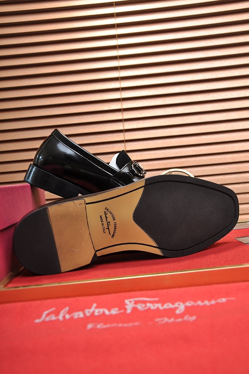 Salvatore Ferragamo Black Bit Loafers - Stacked Heel