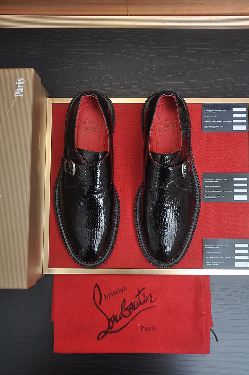 Christian Louboutin Black Buckle Loafers