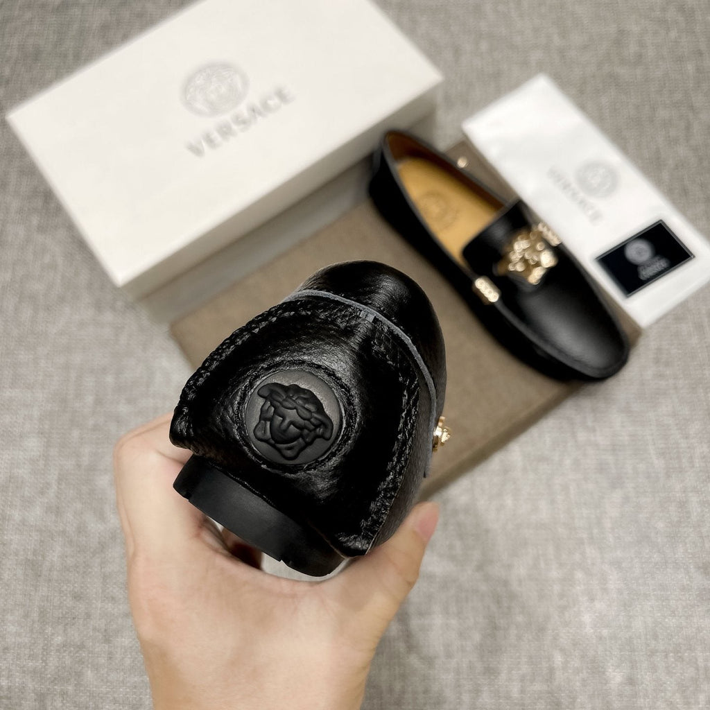 Versace Men's Textured Leather Medusa Loafers
