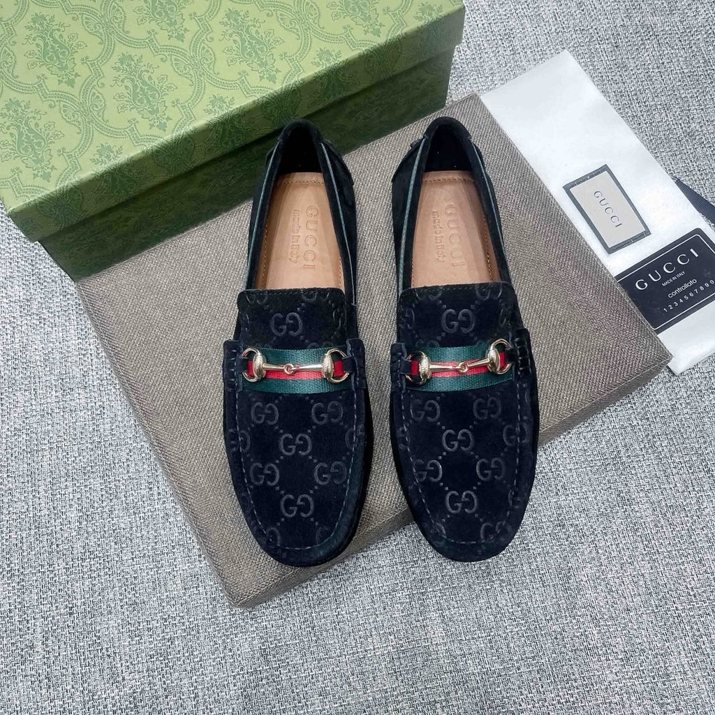 Gucci GG-Pattern Horsebit-Style Loafers