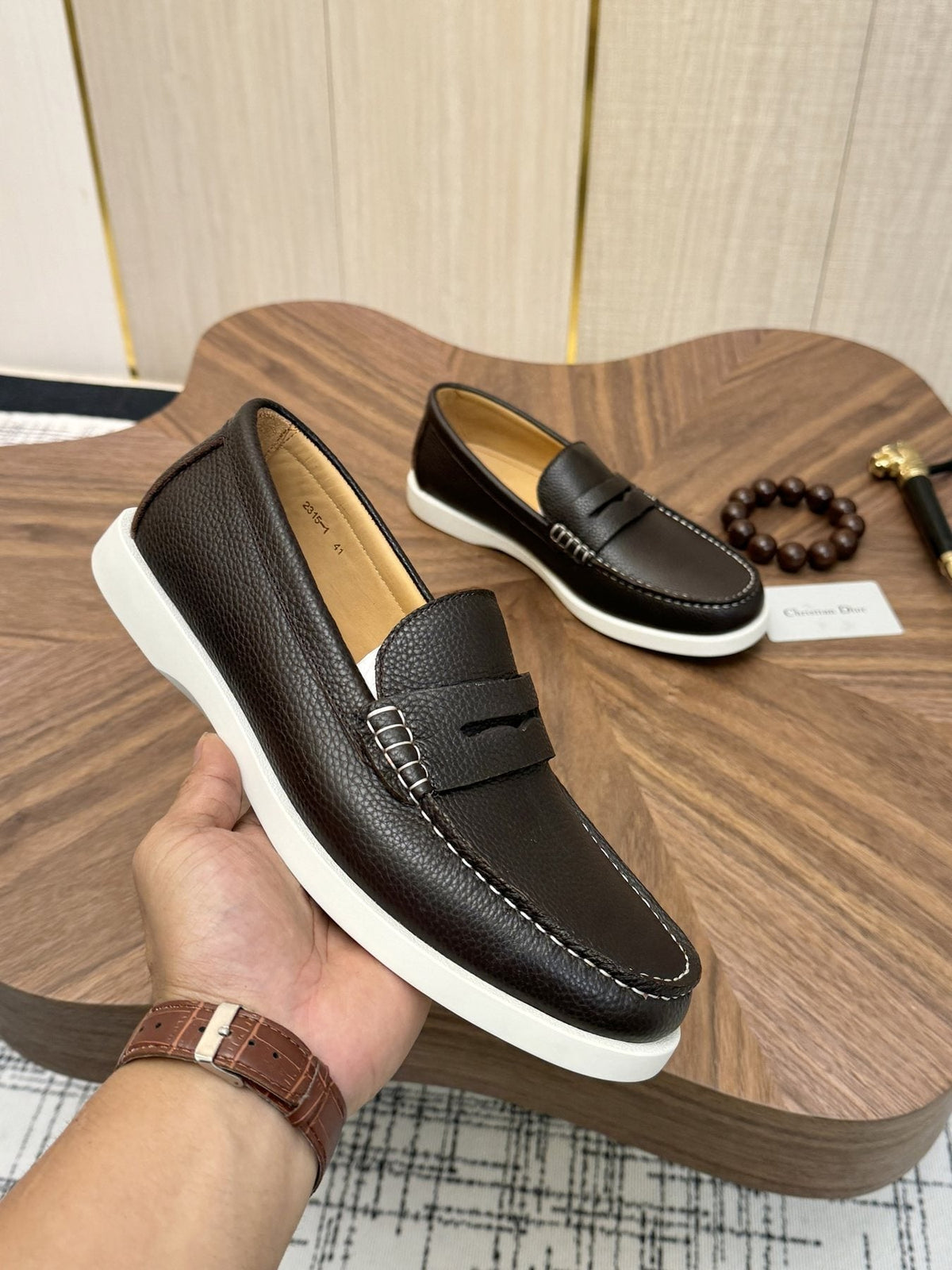 Dior Men's Contrast-Sole Slip-On Loafers - Leather Lining