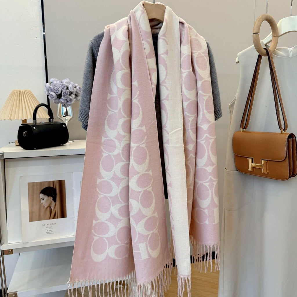 Coach Fringed Woven Motif Scarf