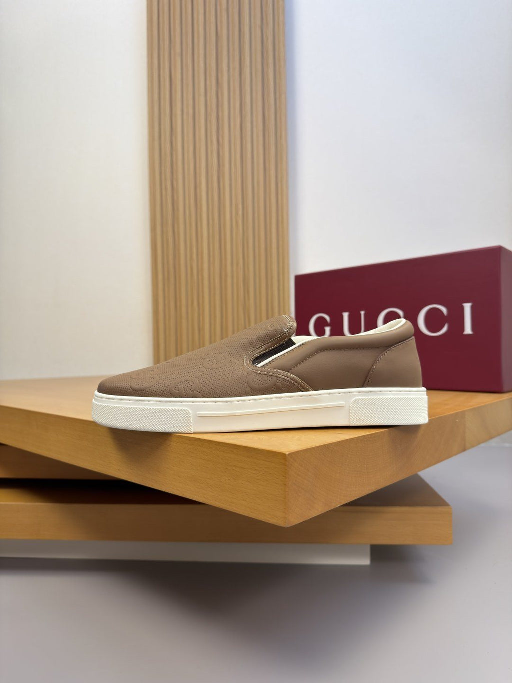 Gucci Leather Slip-On Sneakers