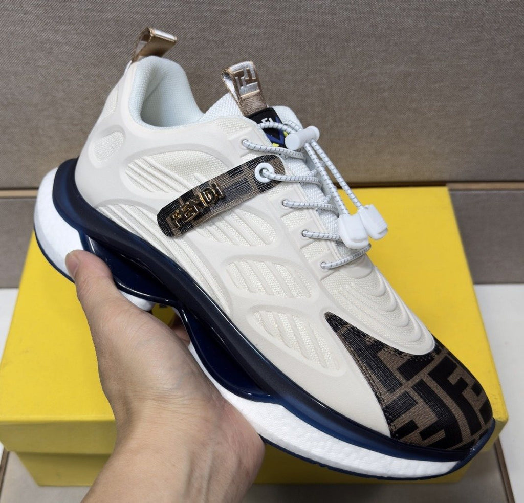 Fendi Men's Patterned Toe Low-Top Sneakers - Mixed-Material Upper With Mesh Lining