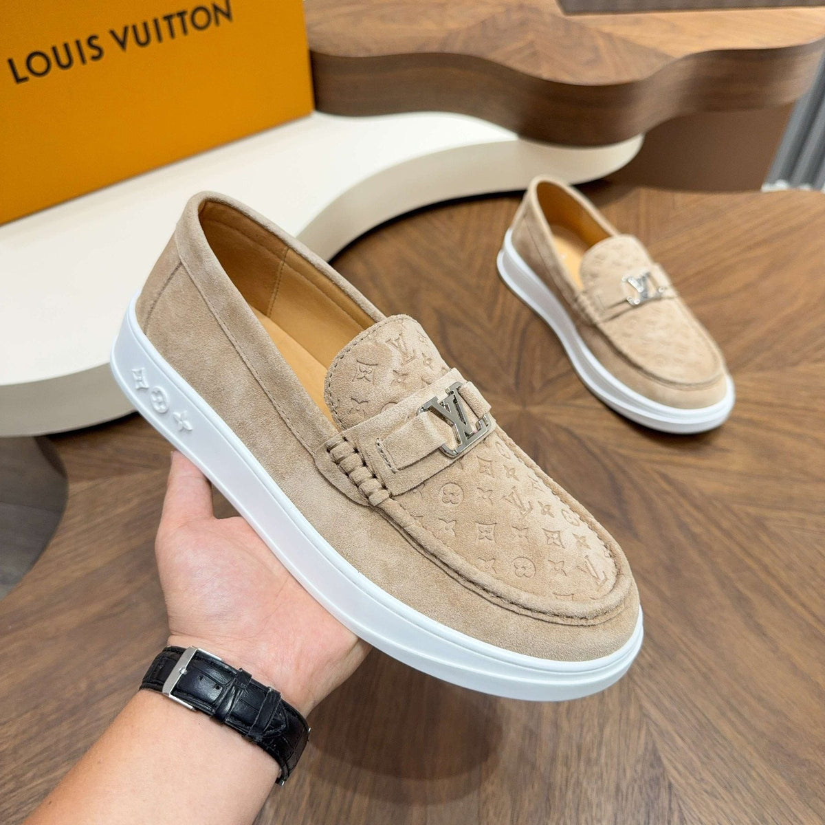 Louis Vuitton Men's Monogram Slip-On Sneakers - Moc-Toe Stitching