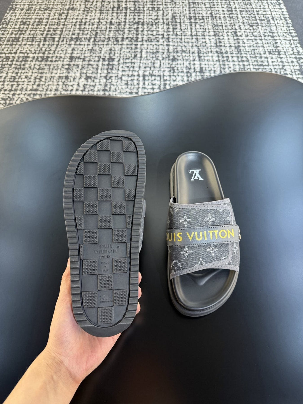 Louis Vuitton Patterned Strap Slide Sandals