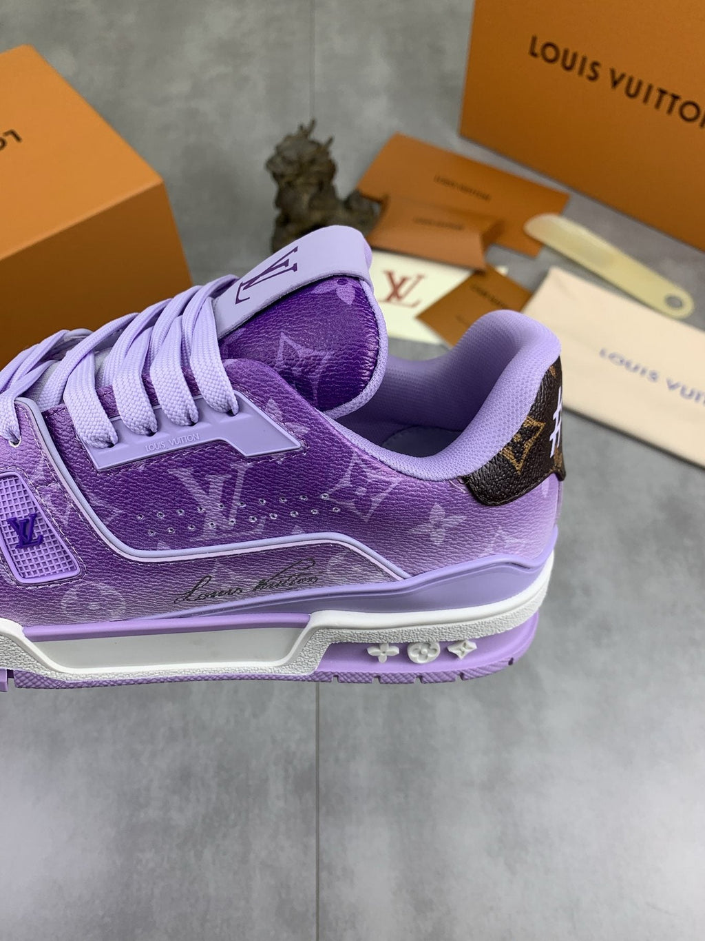 Louis Vuitton Lavender Purple Low-Top Sneakers - Lavender Purple and White