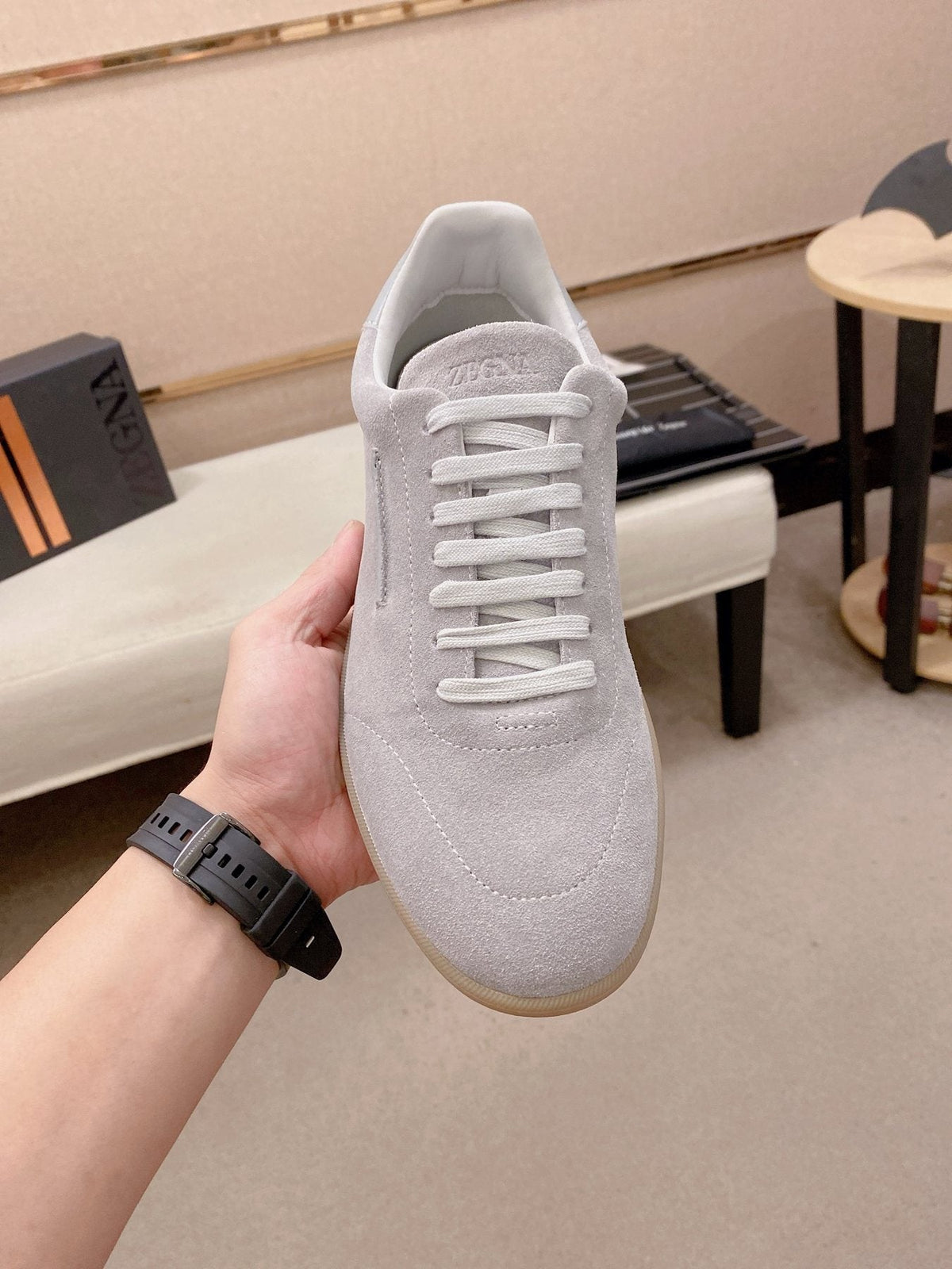 Zegna Men's Suede Low-Top Sneakers - Padded Collar