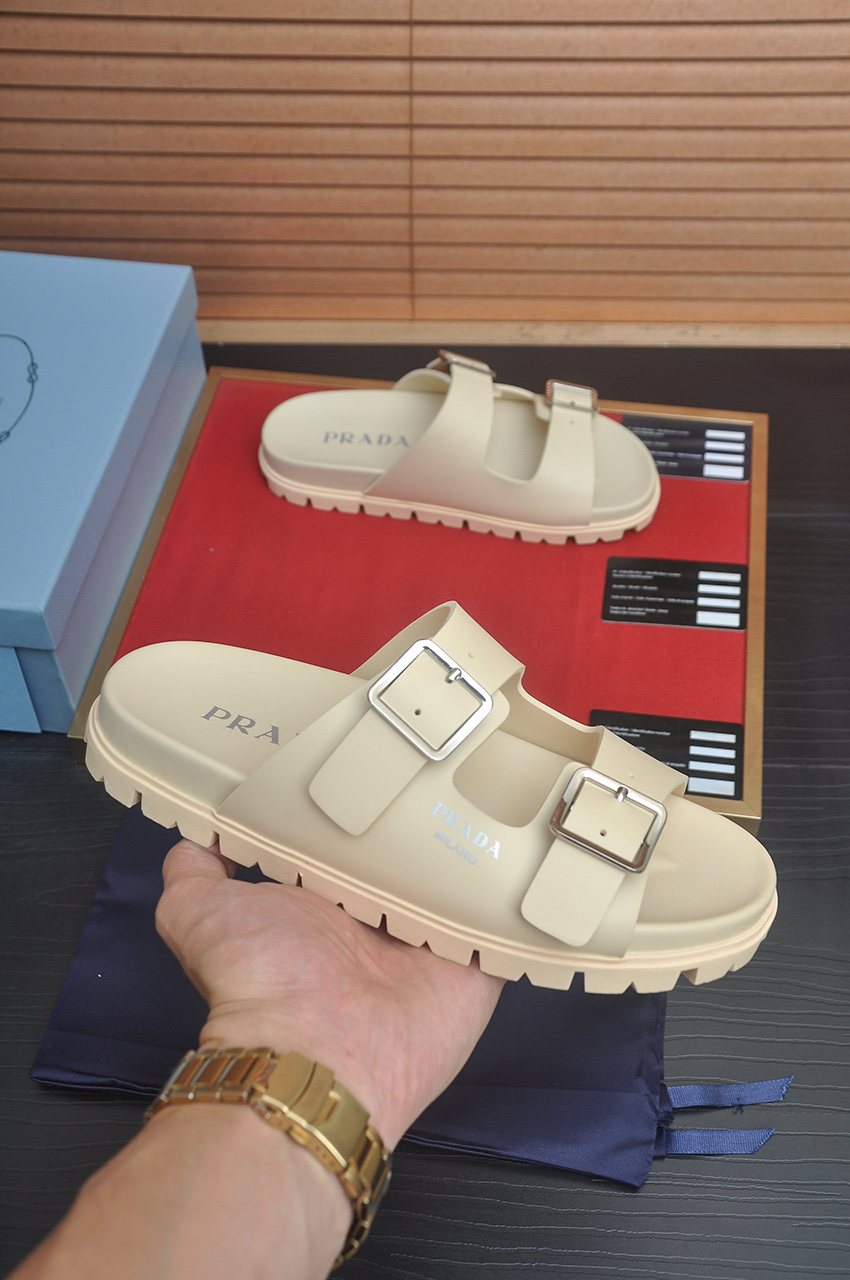 Prada Double-Buckle Slide Sandals