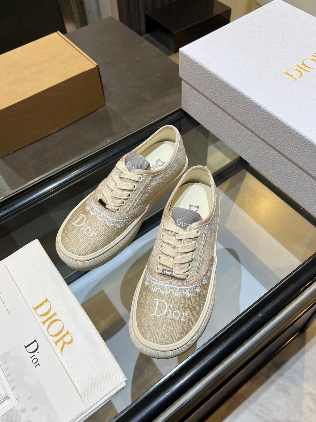 Dior Embroidered Canvas Low-Top Sneakers