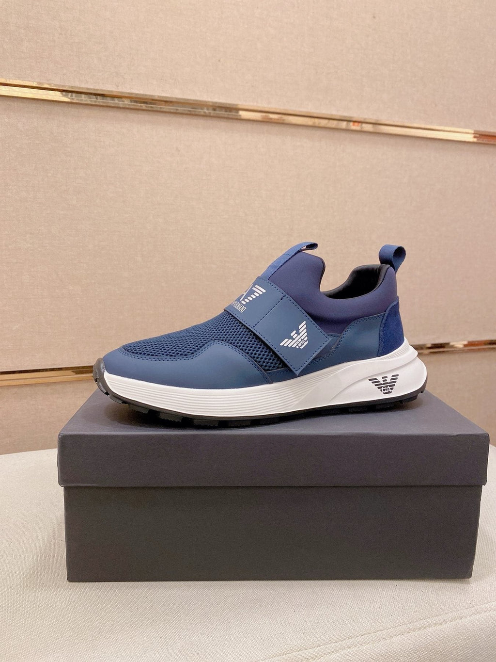 Emporio Armani Branded Strap Slip-On Sneakers