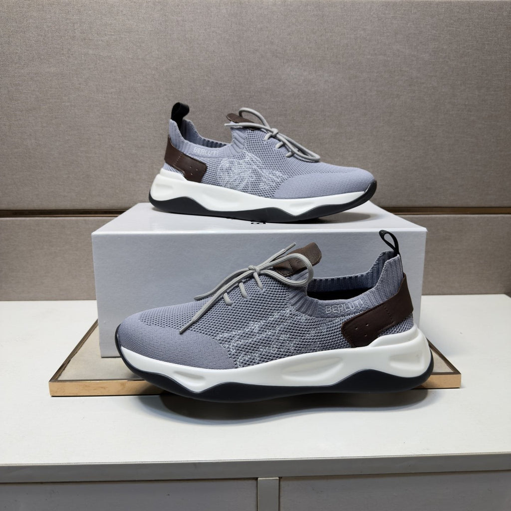 Berluti Mesh-Panel Sculpted-Sole Sneakers