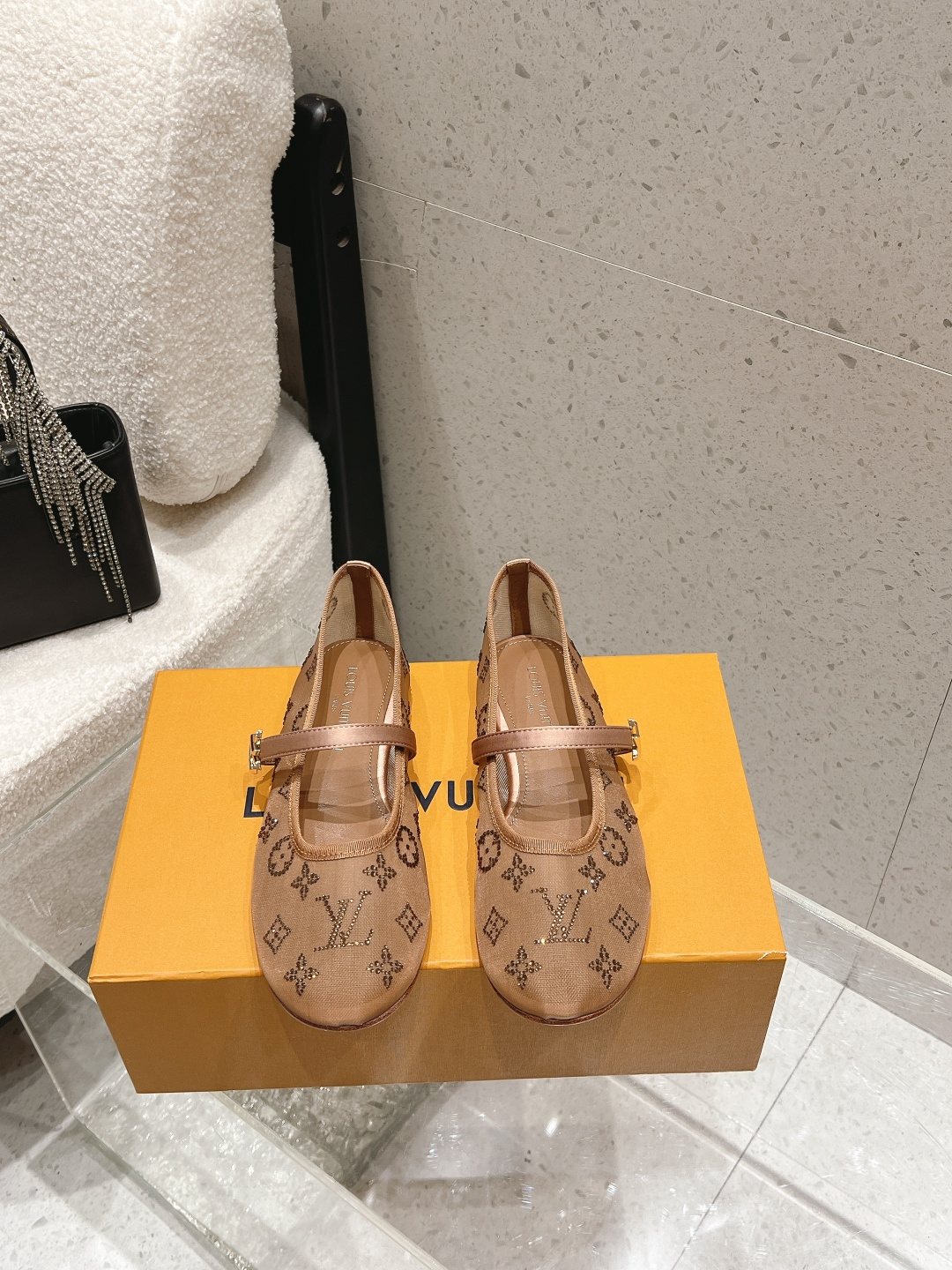 Louis Vuitton Patterned Double-Strap Mary Jane Flats