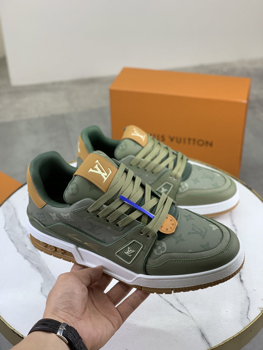 Louis Vuitton Sage Green Low-Top Sneakers