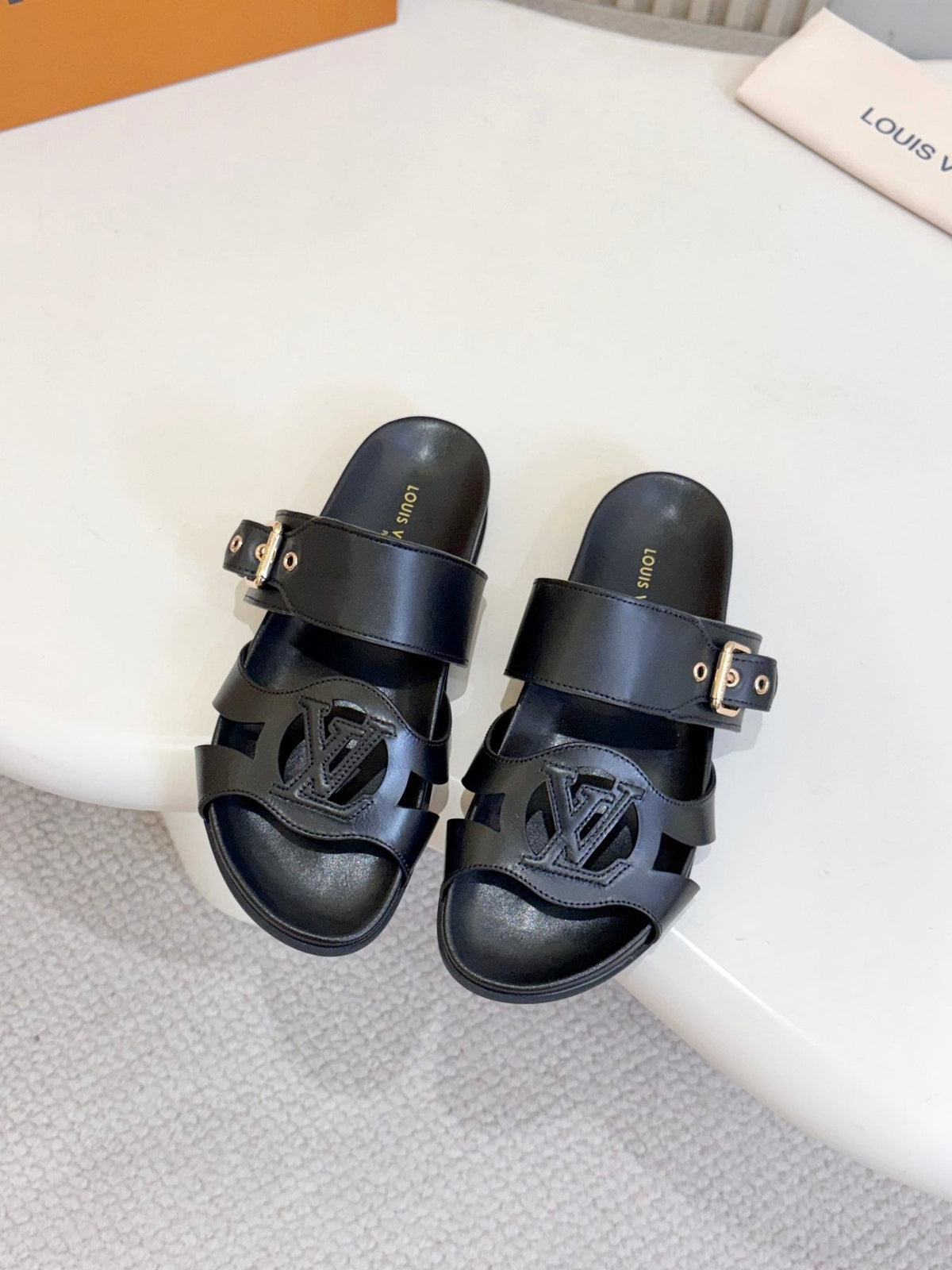 Louis Vuitton Cutout Buckle Slide Sandals