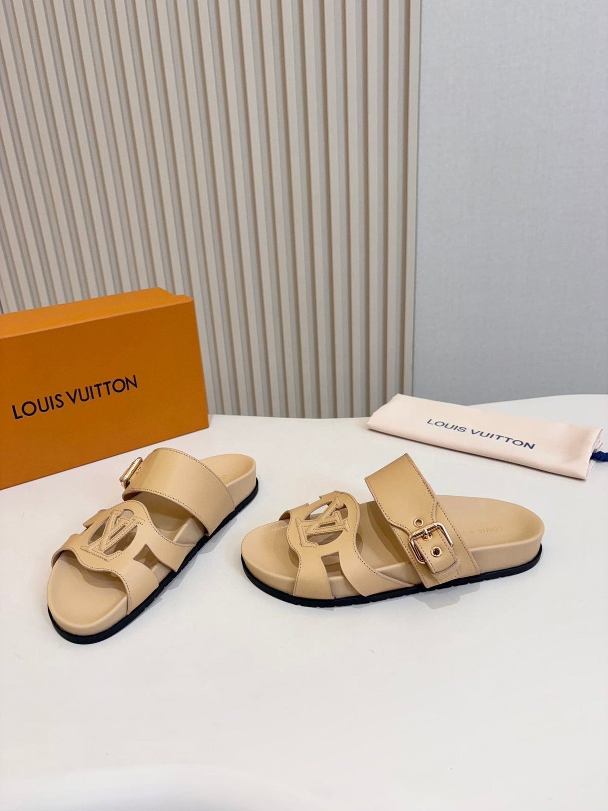 Louis Vuitton Cutout Buckle Slide Sandals