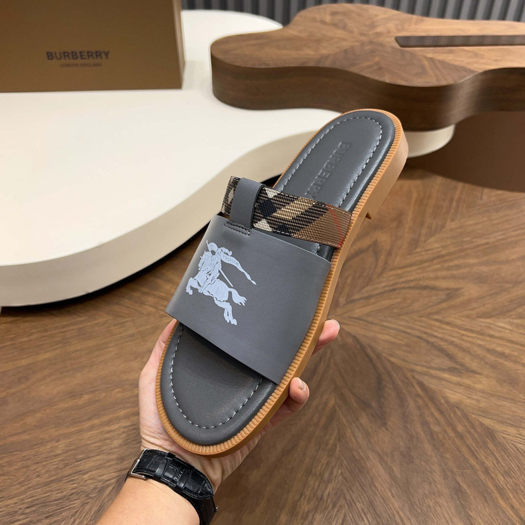 Burberry Checked Accent Slide Sandals