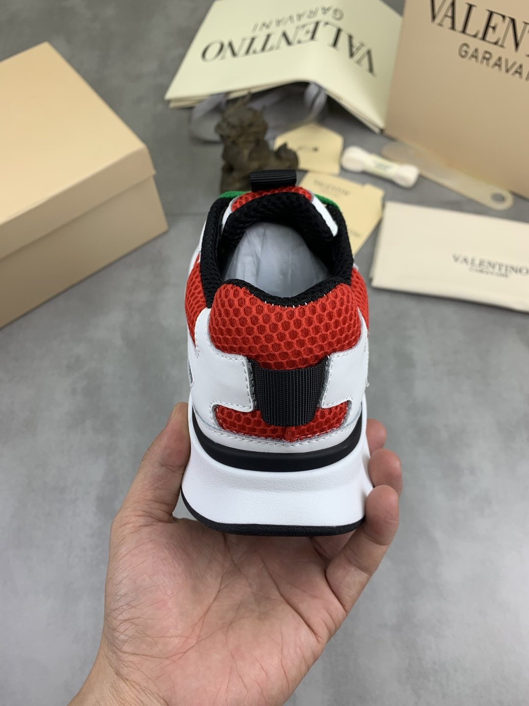 Valentino Men's Color-Block Mesh Sneakers - White, Red, Green & Black