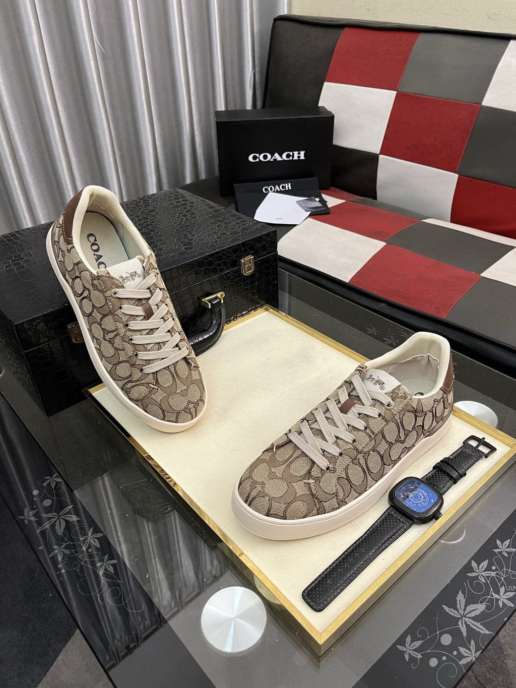 Coach Black and Charcoal Low-Top Sneakers