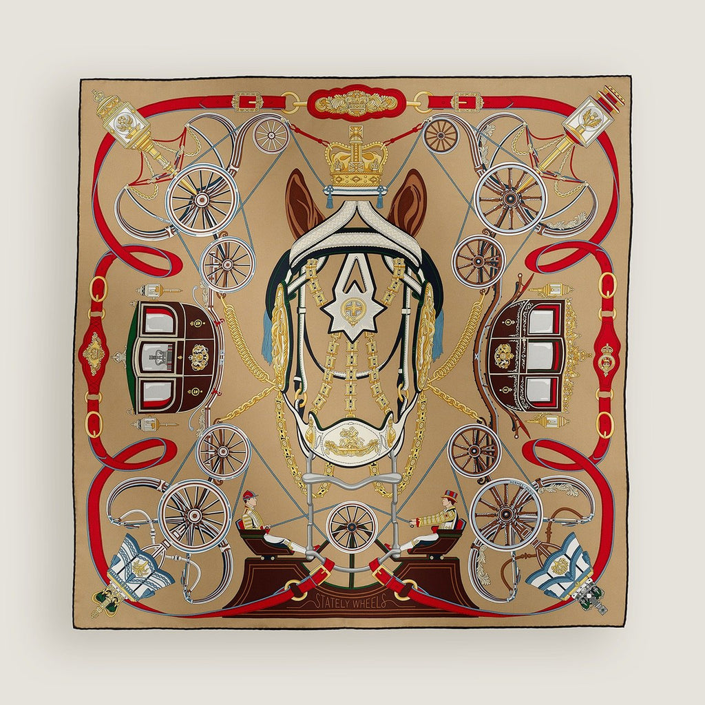 Hermès Carriage and Wheel Silk Scarf