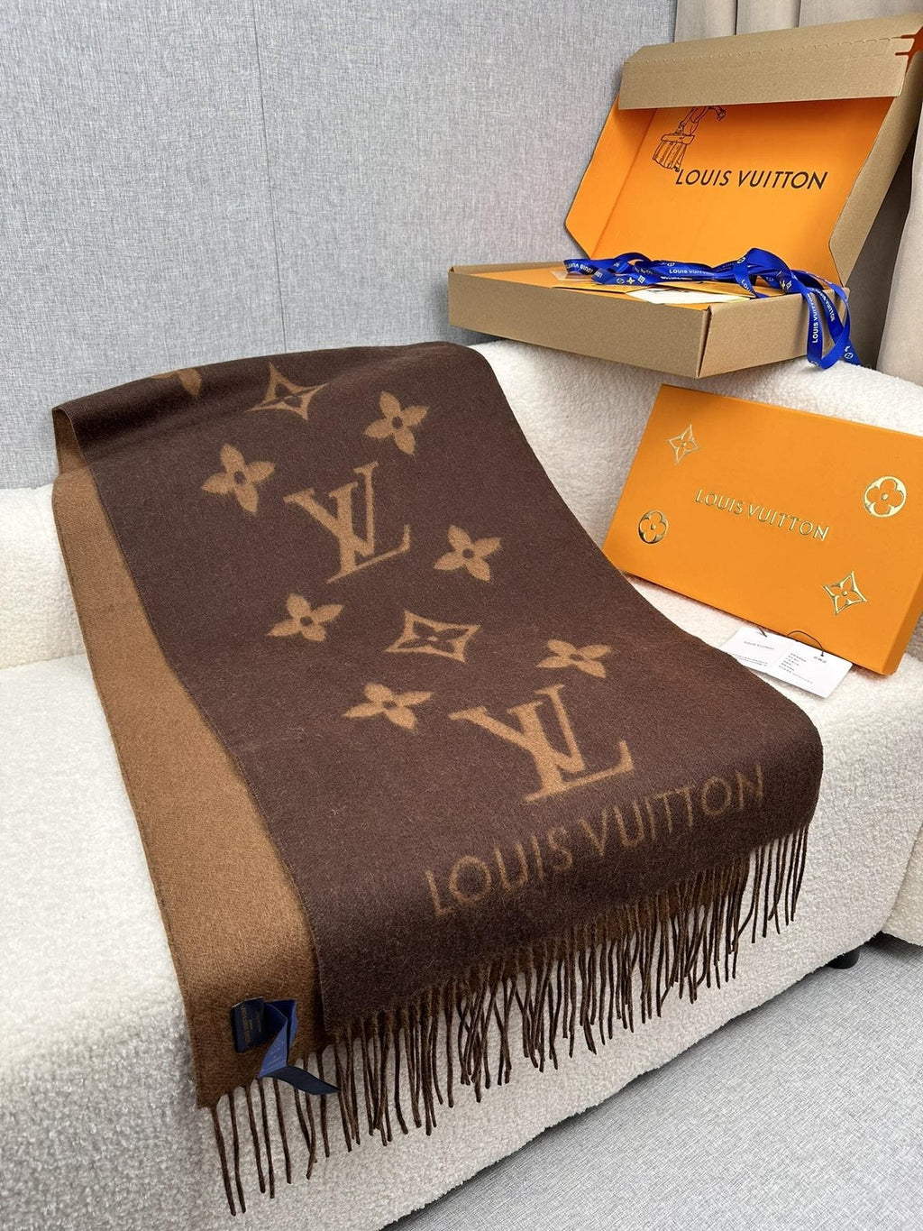 Louis Vuitton Reversible Monogram Fringe Scarf