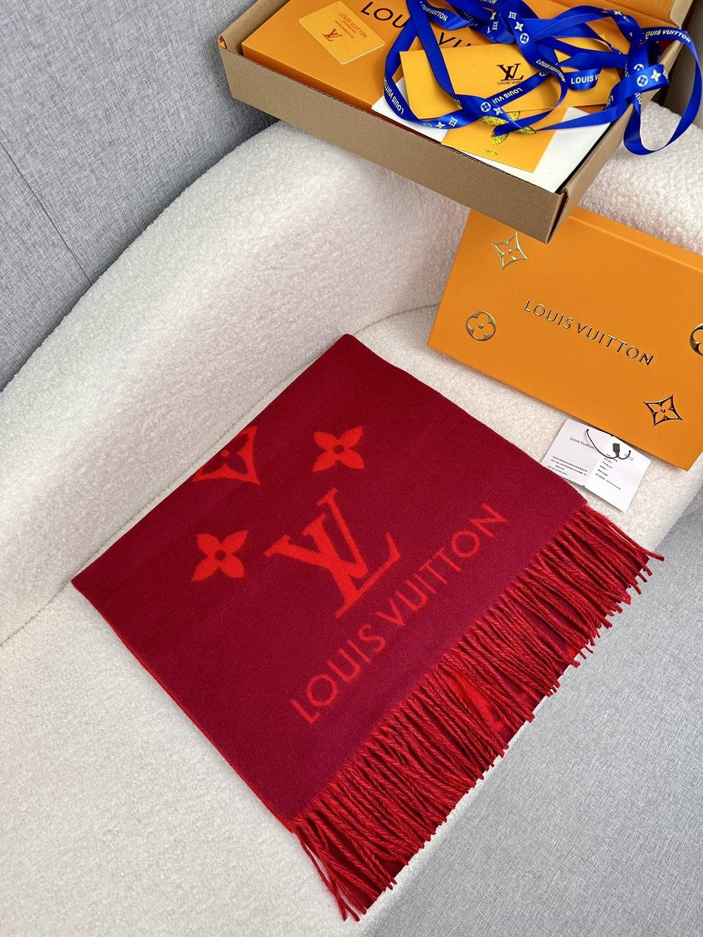 Louis Vuitton Reversible Monogram Fringe Scarf