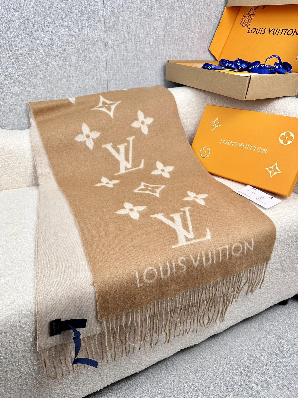 Louis Vuitton Reversible Monogram Fringe Scarf