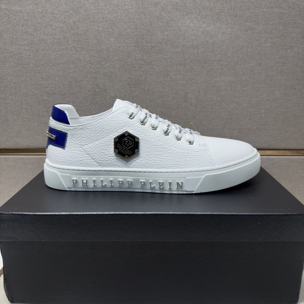 Philipp Plein Men's Textured Low-Top Sneakers - Hexagonal Side Emblem