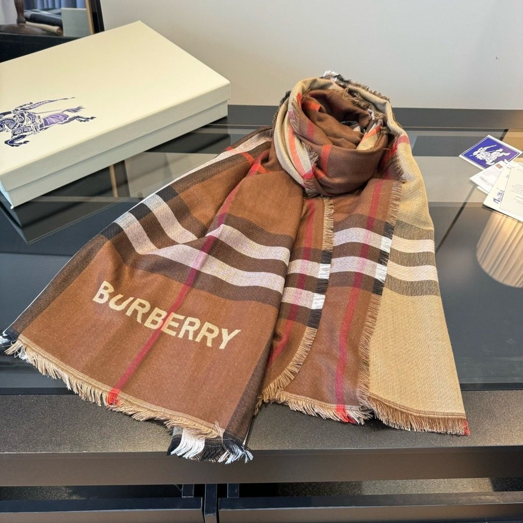 Burberry Charcoal Gray Plaid Scarf