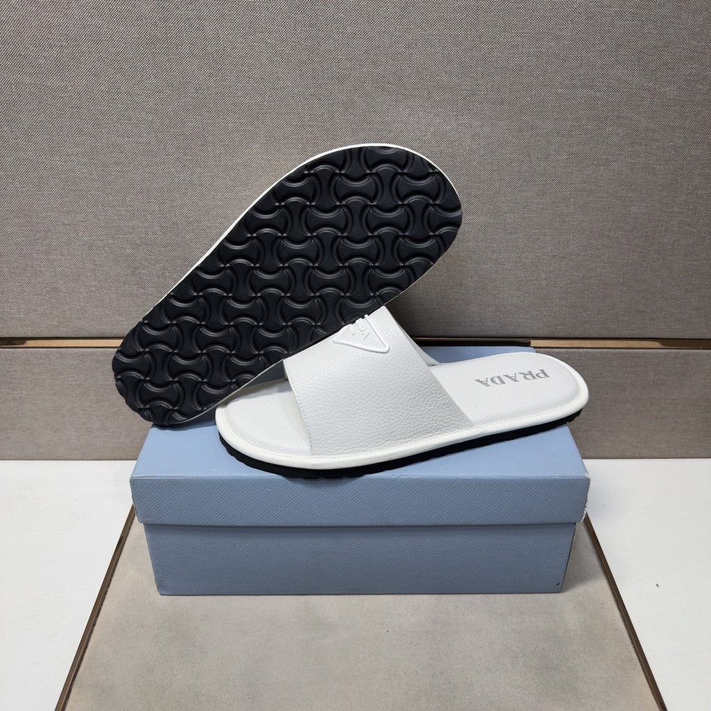Prada Men's Triangle Detail Slide Sandals