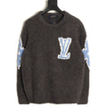 Louis Vuitton LV and Floral-Motif Textured Crewneck Sweater - Charcoal